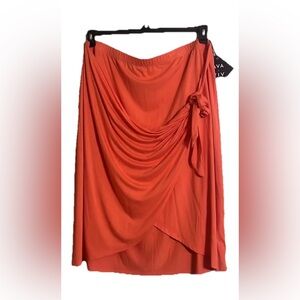 Ava&Viv Skirt Sz 2X Wrap/Tie Front Flowy Elastic Waist A-line High/Low Vacation